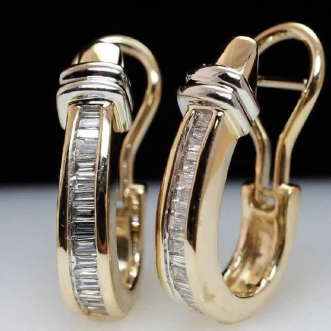 Pendientes elegantes con brillantes diamantes talla baguette