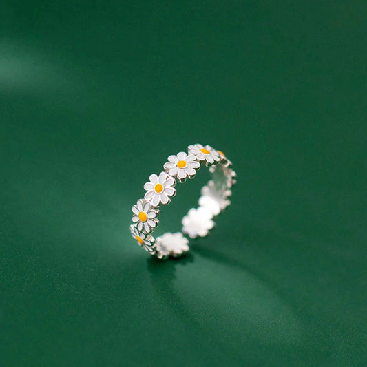 Anillo Ajustable de Flores de Margarita