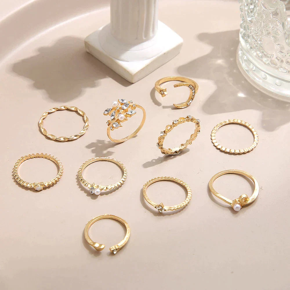 Lote de 10 anillos de estilo bohemio: estilo celestial y romántico