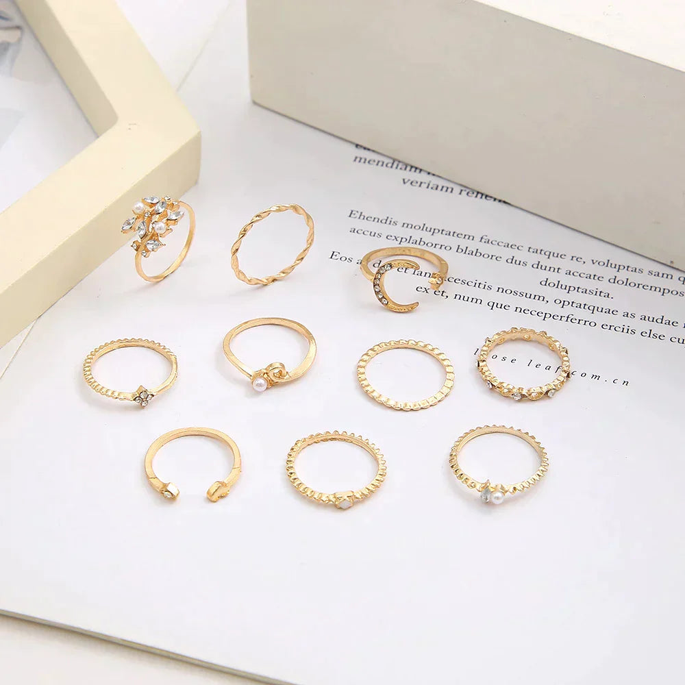 Lote de 10 anillos de estilo bohemio: estilo celestial y romántico