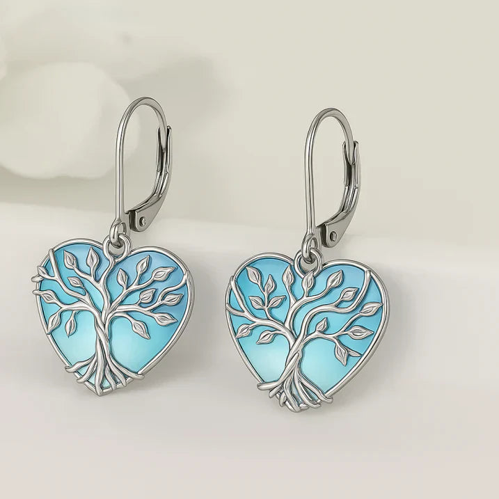Pendientes de Turquesa con Diseño Árbol de la Vida