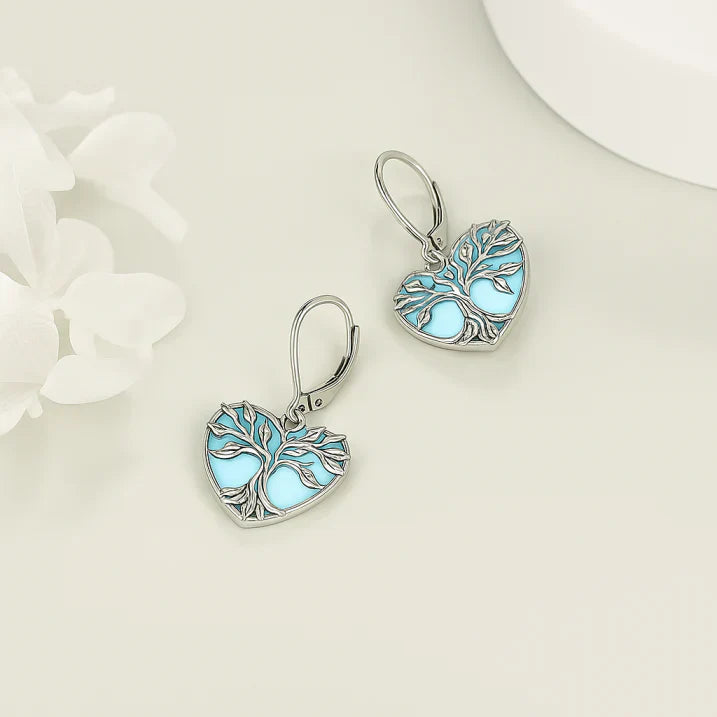 Pendientes de Turquesa con Diseño Árbol de la Vida