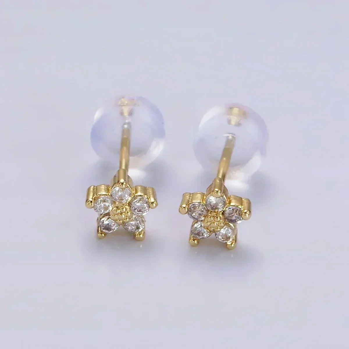 Pendientes de flores con circonitas de colores