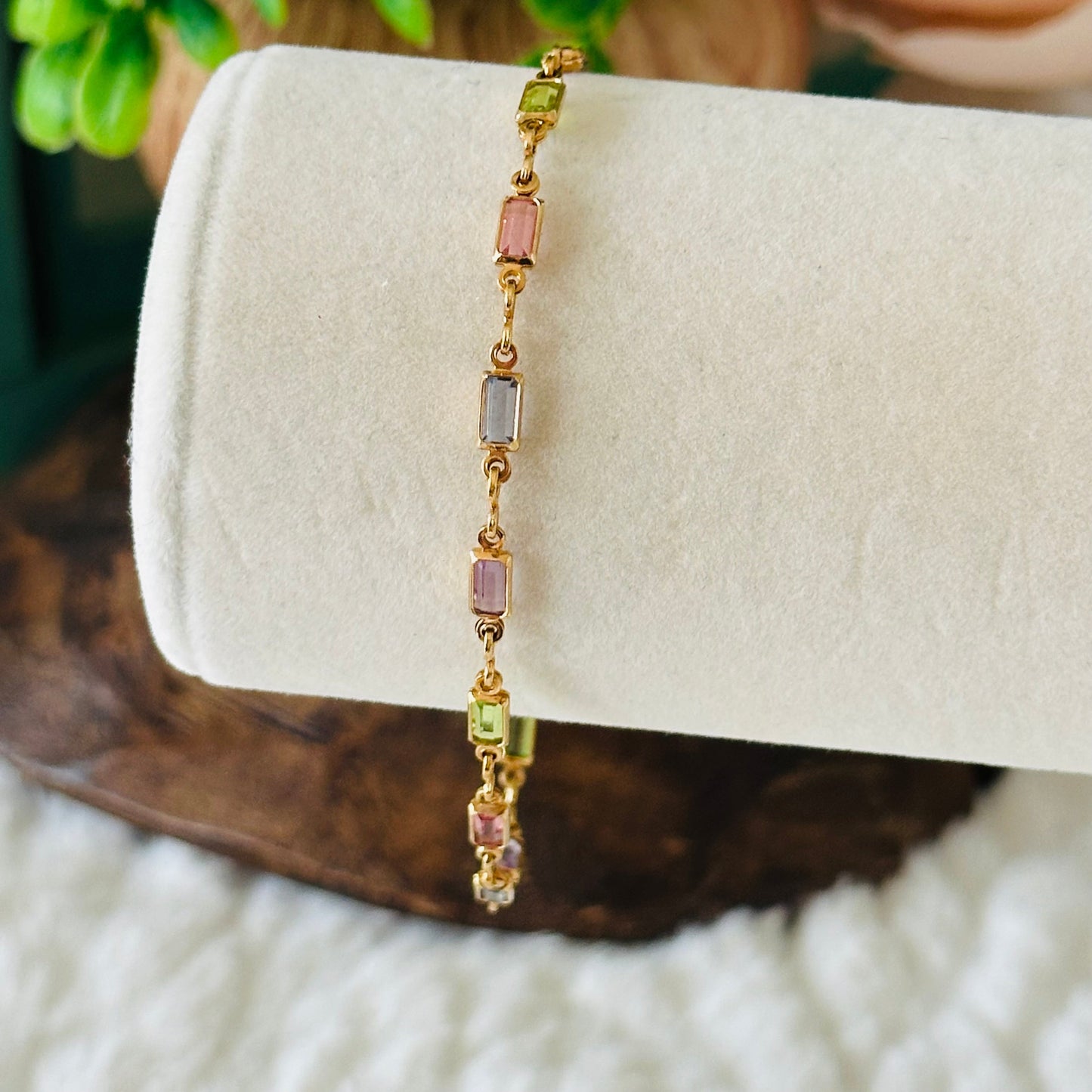 Pulsera con piedras rectangulares multicolores