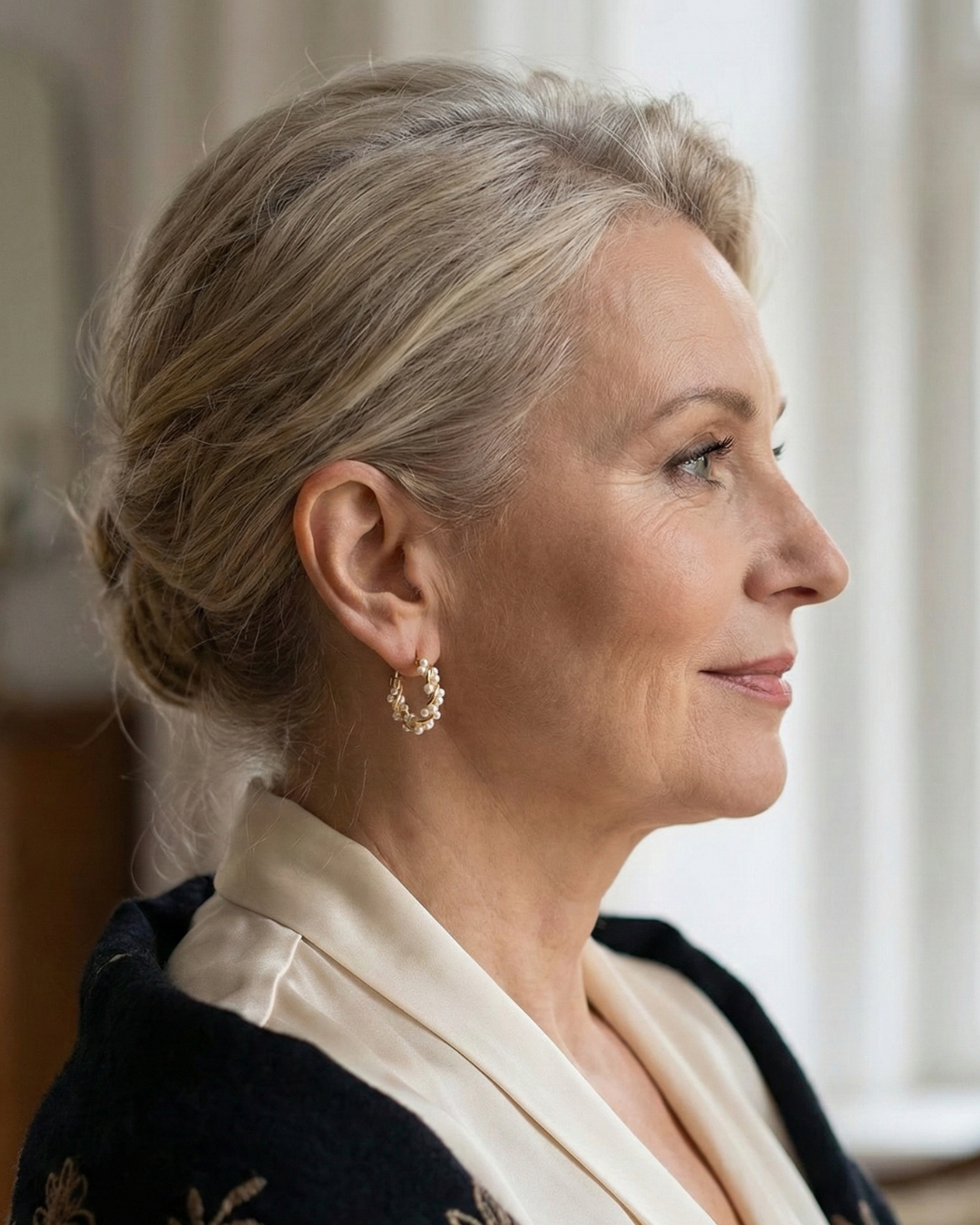 Pendientes curvos con elegantes detalles de perlas
