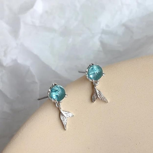 Pendientes de Cola de Sirena de Cristal del Océano