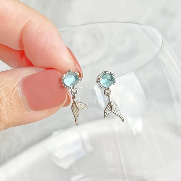Pendientes de Cola de Sirena de Cristal del Océano