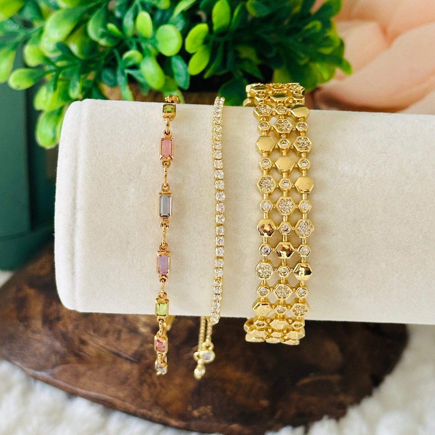 Pulsera con piedras rectangulares multicolores