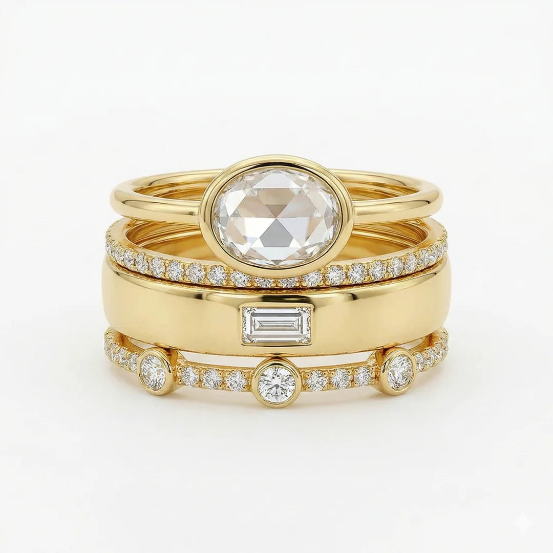 Set de Anillos Vintage con Zirconia Cúbica