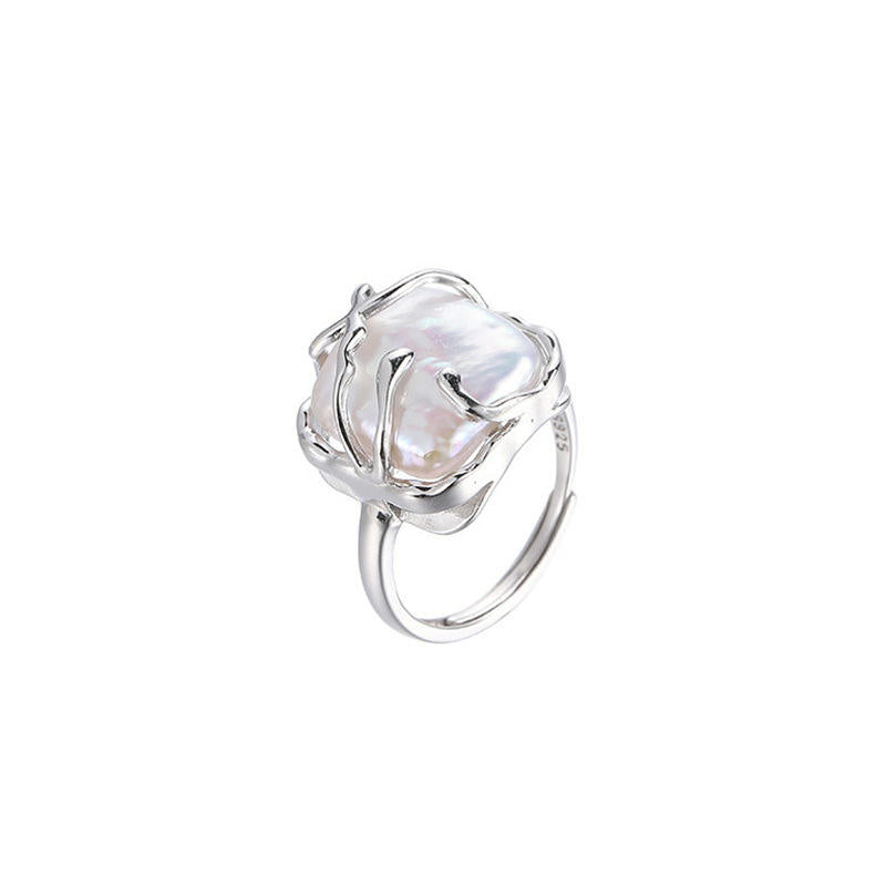 Anillo Vintage de Acero Inoxidable con Perla Natural