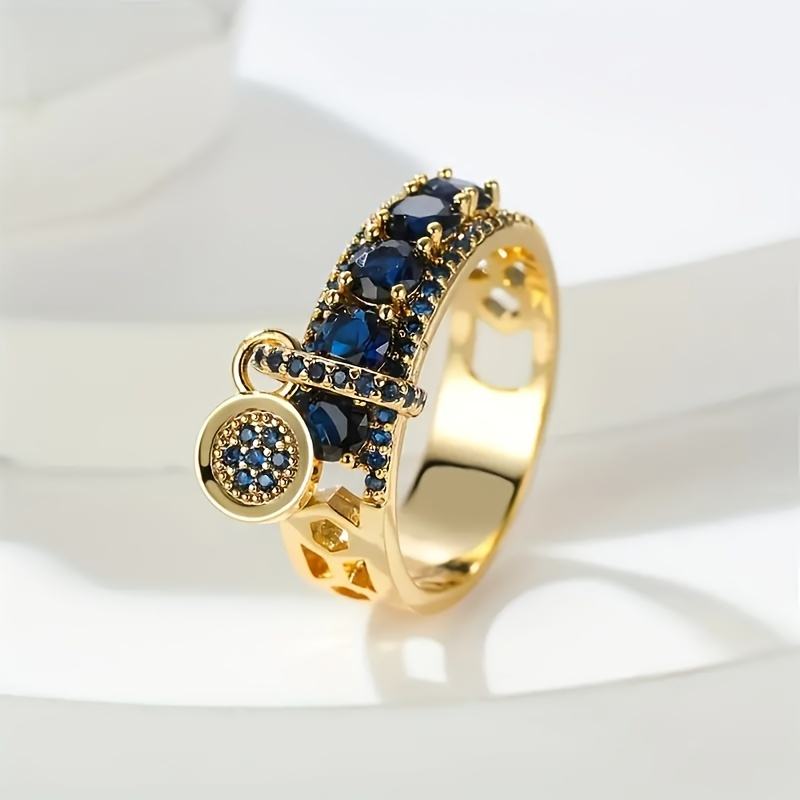 Anillo Antiguo de Lujo con Zafiros y Baño en Oro