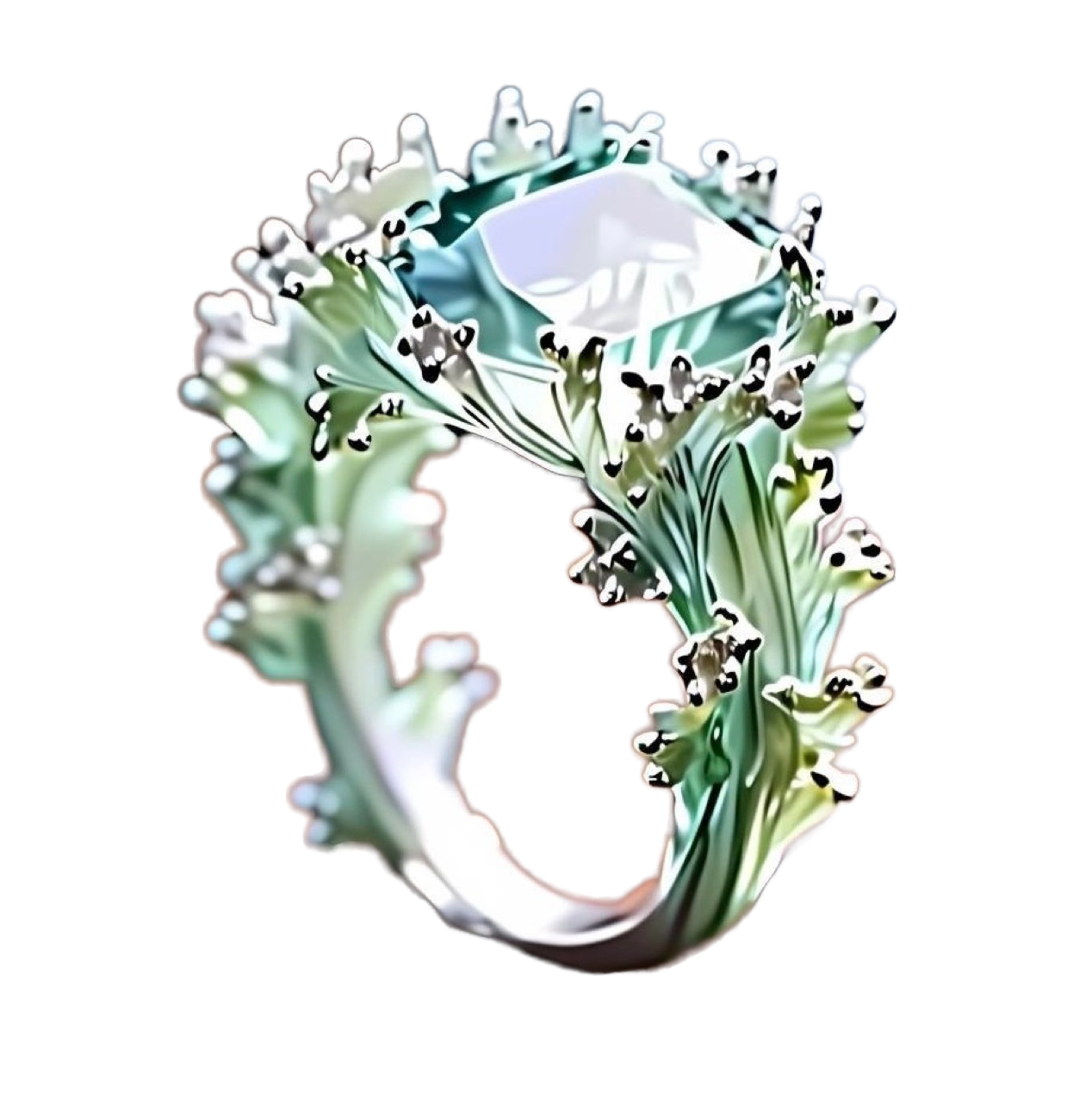 Anillo Exótico de Turquesa y Coral