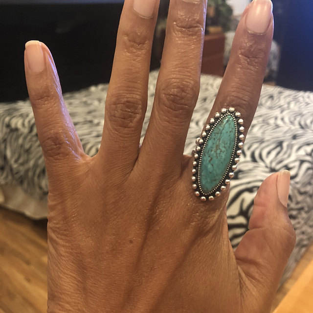 Anillo de Acero Inoxidable con Piedra Turquesa