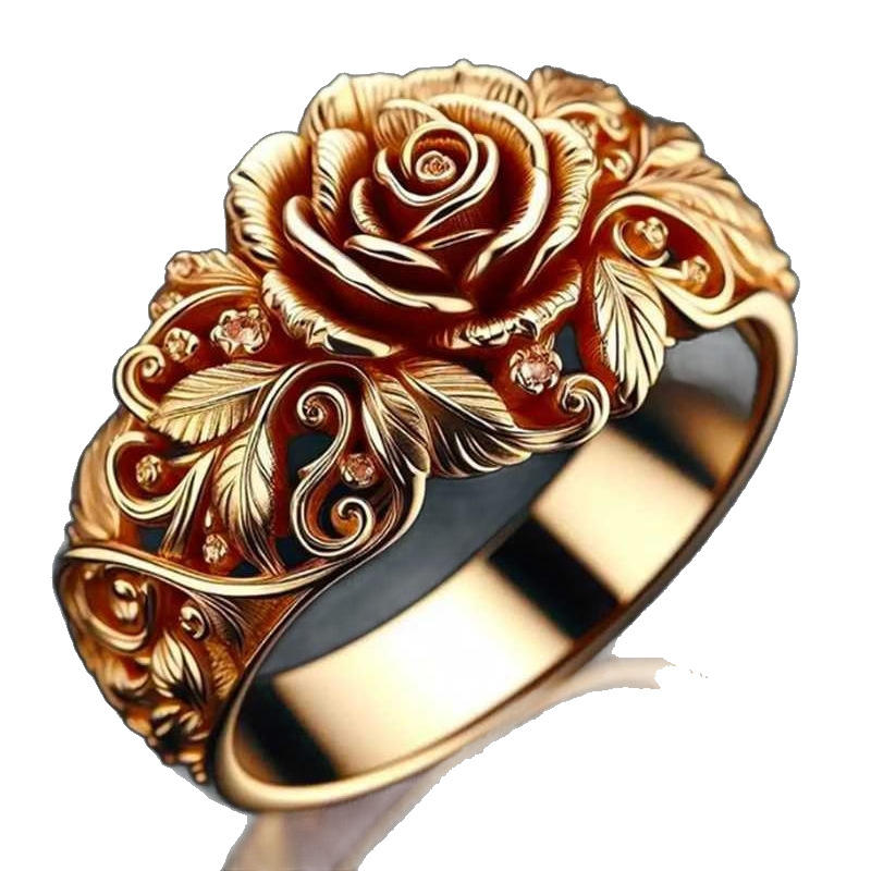 Anillo de Rosa Dorada en Oro