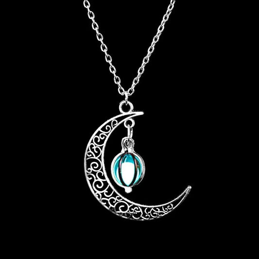 Collar de luna luminosa con colgante de bola radiante