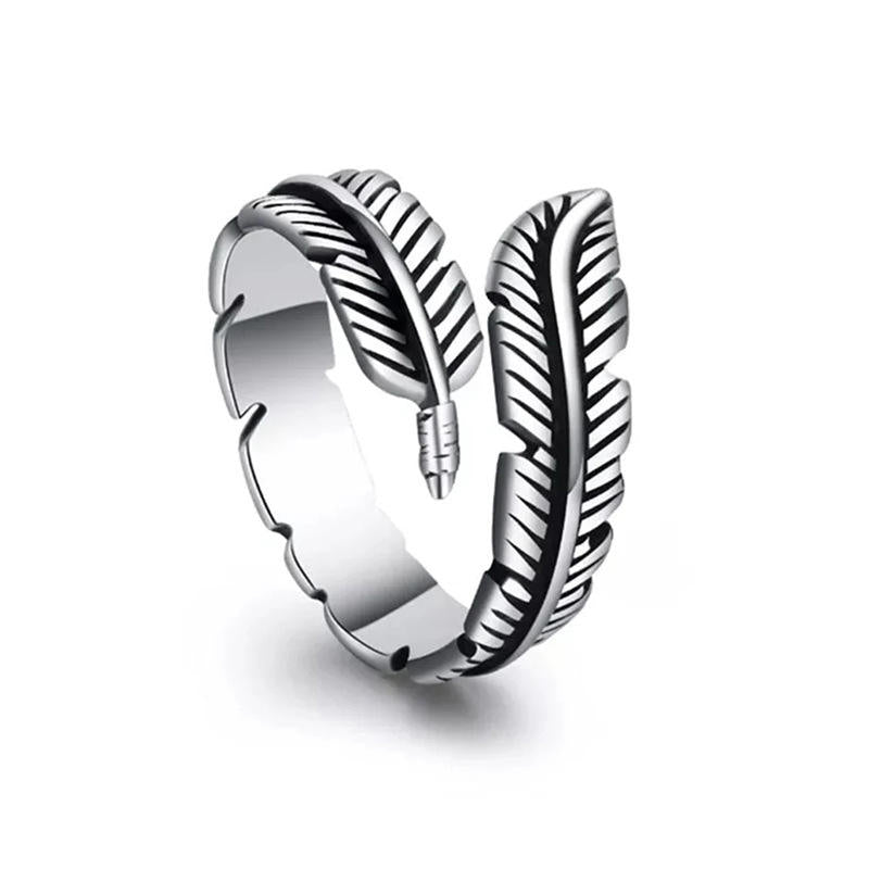 Anillo de Plumas Vintage en Acero Inoxidable