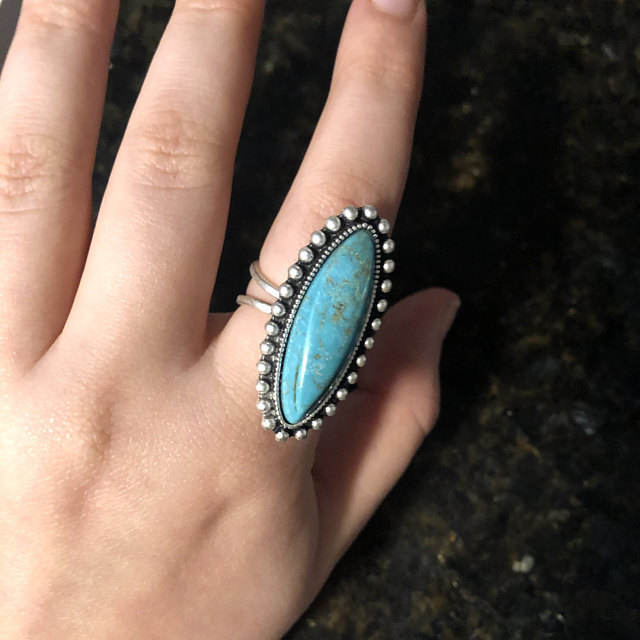 Anillo de Acero Inoxidable con Piedra Turquesa