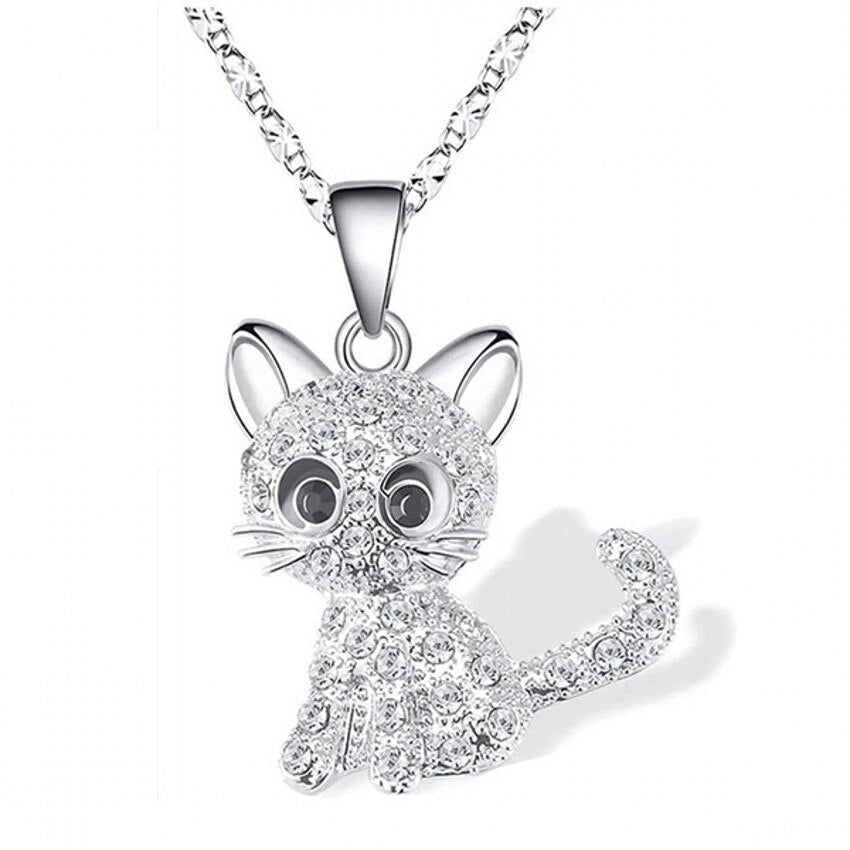 Lindo collar de gato con brillantes cristales de circonita cúbica en varios colores