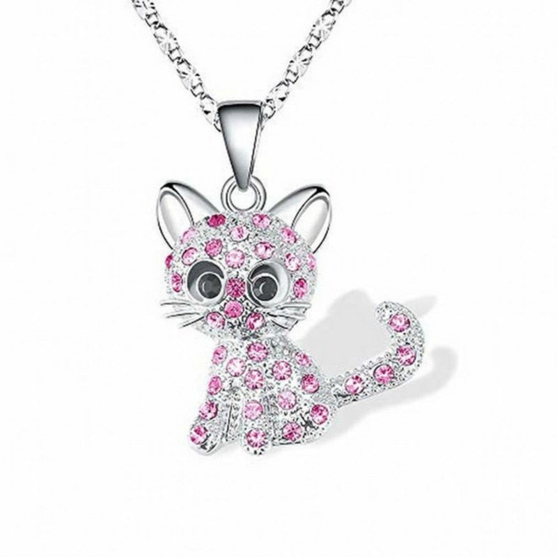 Lindo collar de gato con brillantes cristales de circonita cúbica en varios colores