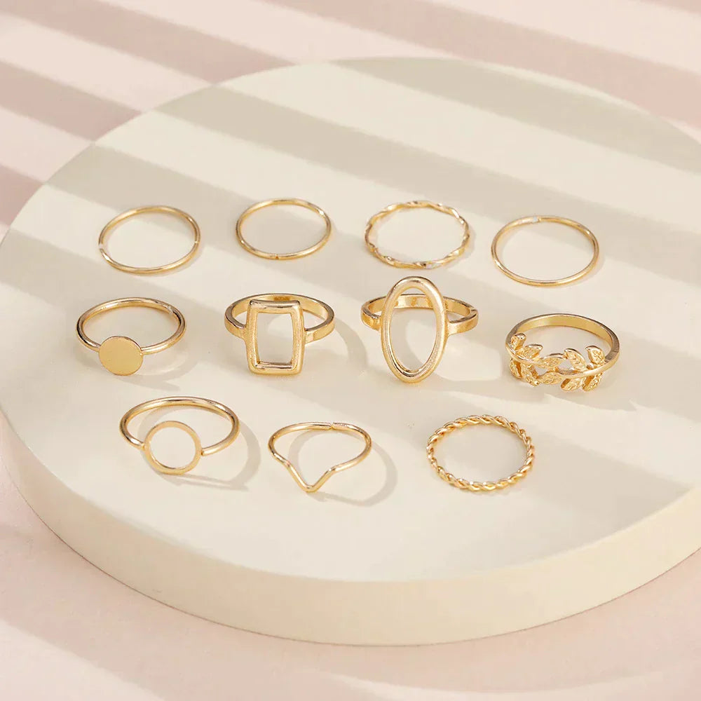 Conjunto de 11 anillos vintage