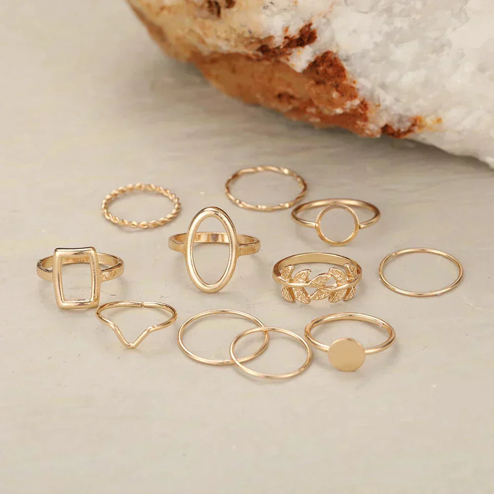 Conjunto de 11 anillos vintage