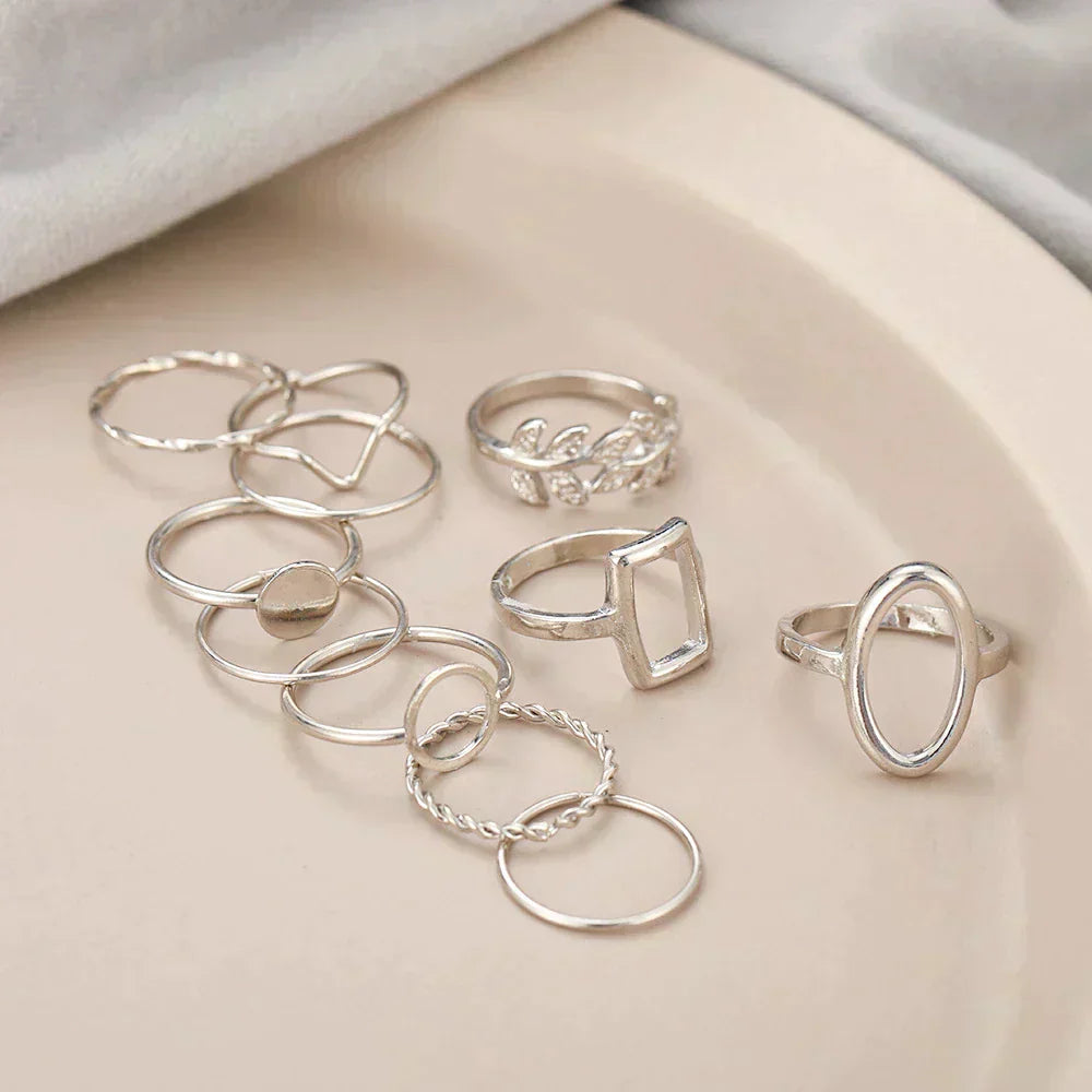 Conjunto de 11 anillos vintage