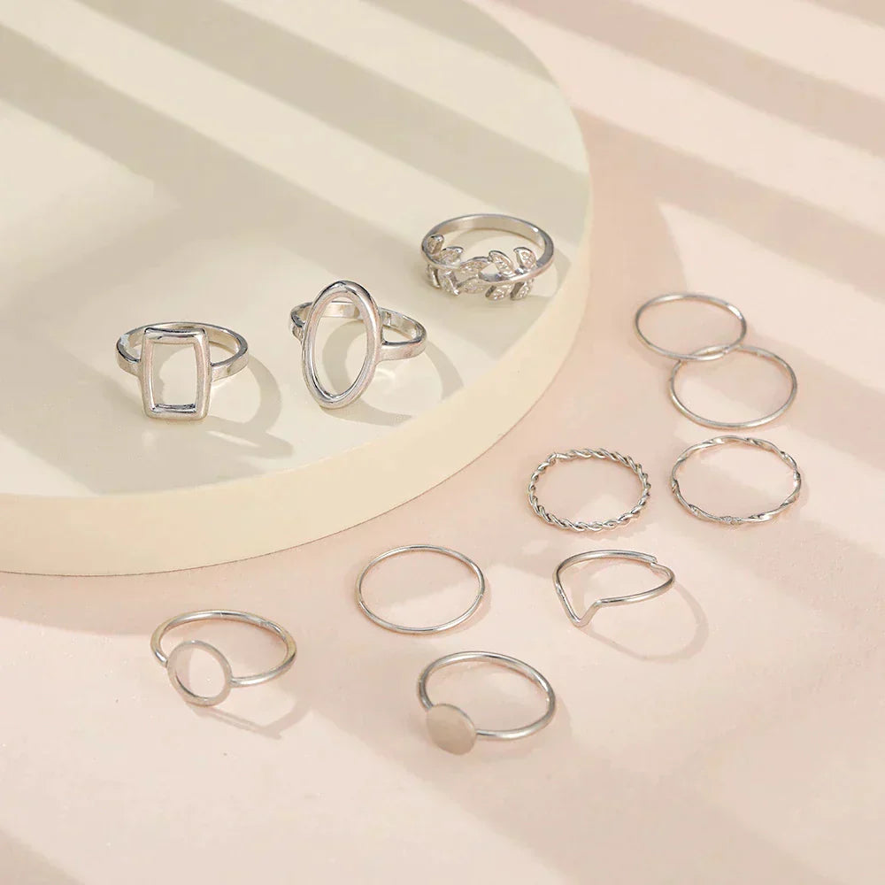 Conjunto de 11 anillos vintage