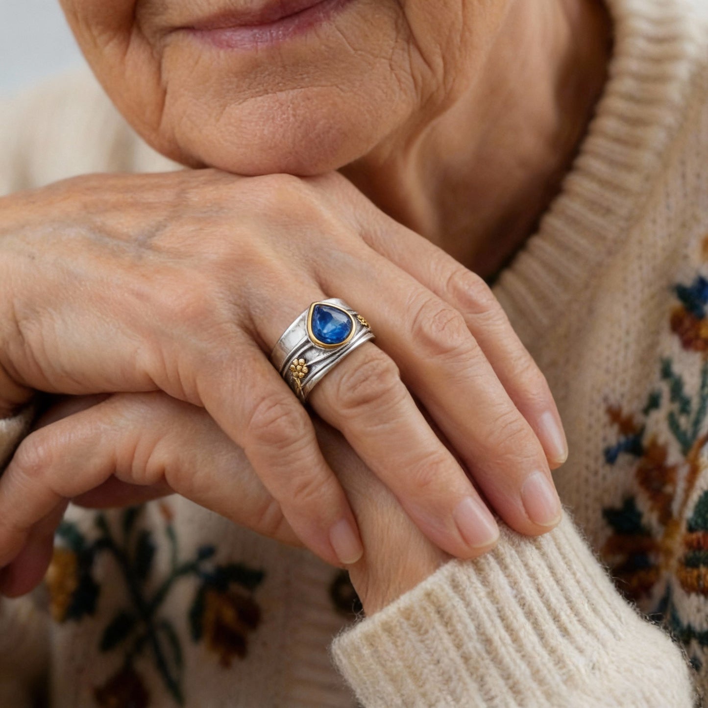 Anillo de meditación boho con piedra preciosa