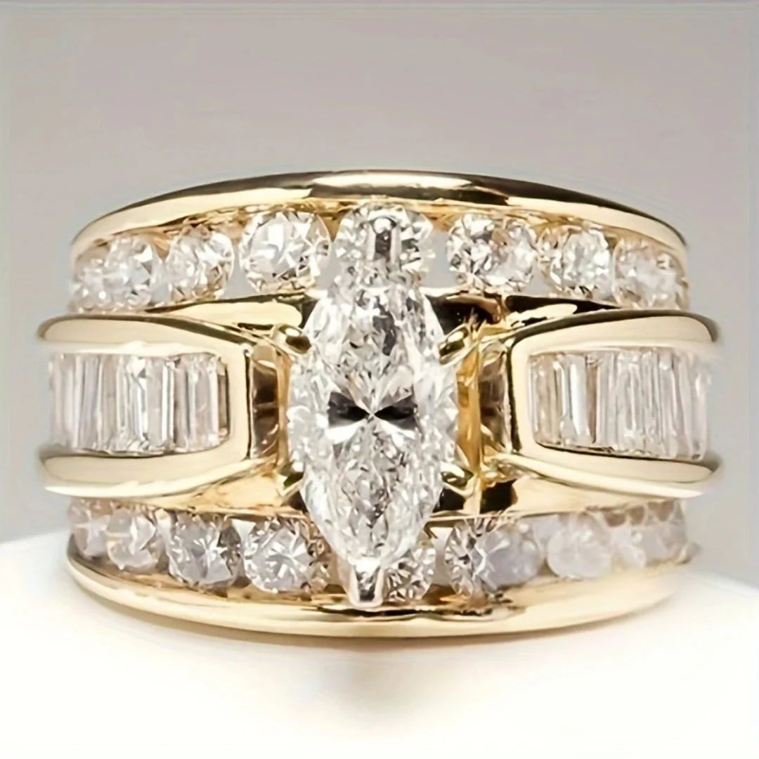 Anillo Elegante con Cristal Central