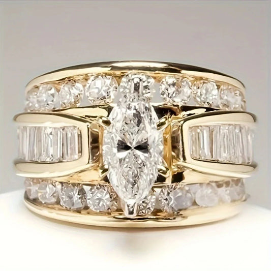 Anillo Elegante con Cristal Central