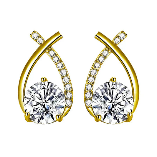 Pendientes elegantes con circonitas brillantes y diseño moderno