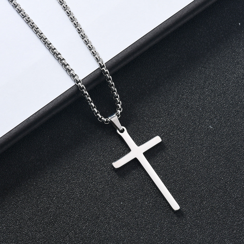 Collar con cruz de acero inoxidable para hombre y mujer en tres colores