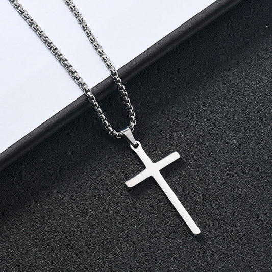 Collar con cruz de acero inoxidable para hombre y mujer en tres colores