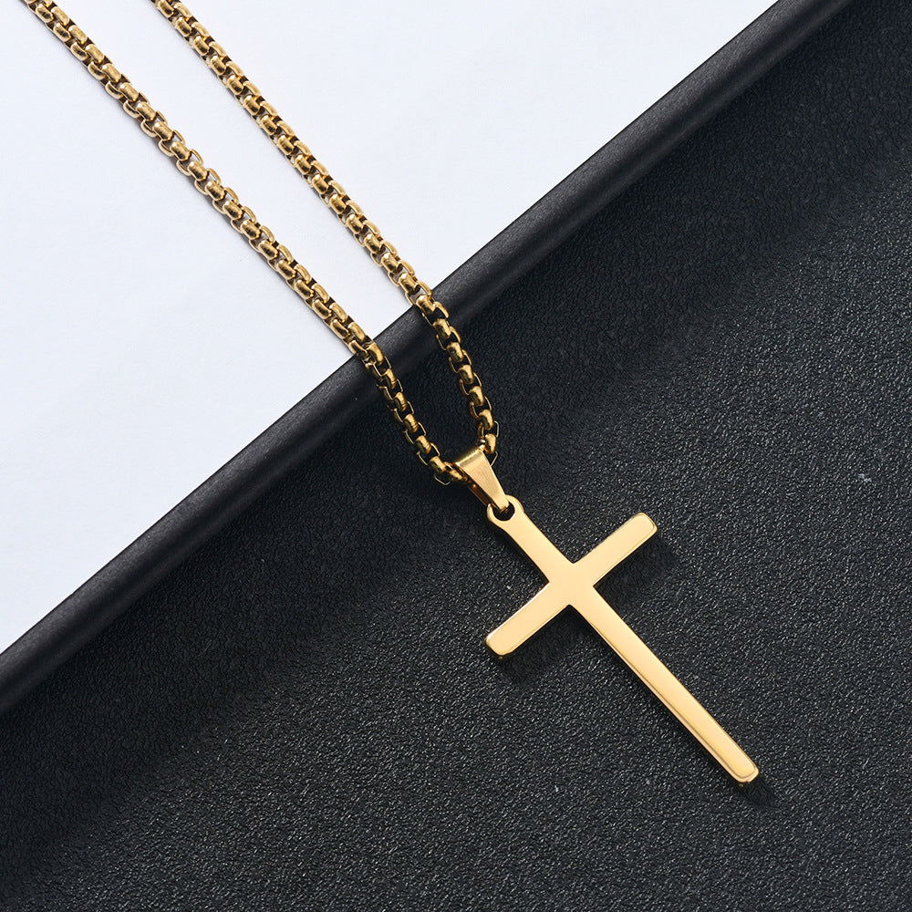 Collar con cruz de acero inoxidable para hombre y mujer en tres colores
