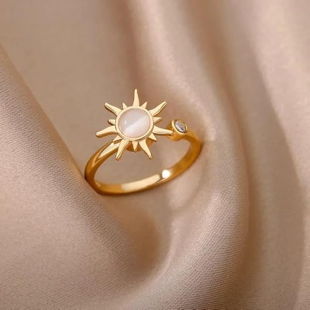 Anillo Aurora sol ópalo giratorio frontal - Sparkano Marbella