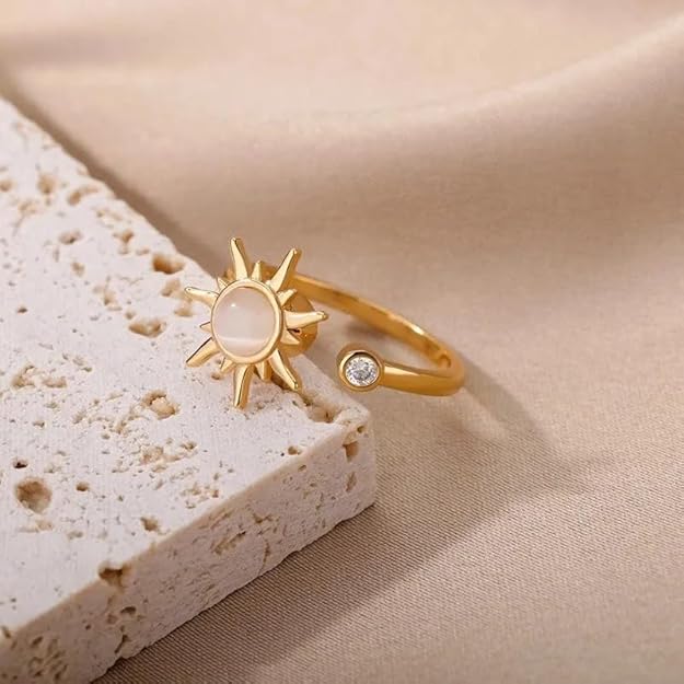 Anillo Aurora giratorio sol ópalo ajustable - Sparkano
