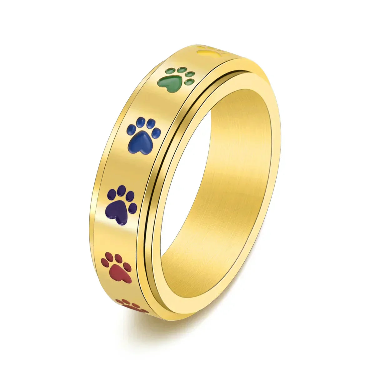 Anillo giratorio para reducción de estrés - Acero inoxidable con patas arcoíris