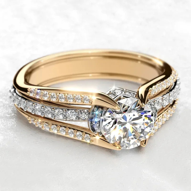 Anillo de Compromiso de Lujo con Diamante Central