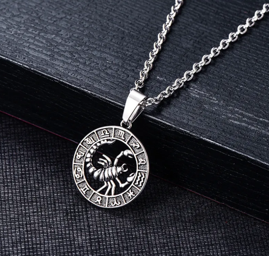 Collar de acero inoxidable con los signos del zodíaco y colgantes individuales de los signos del zodíaco