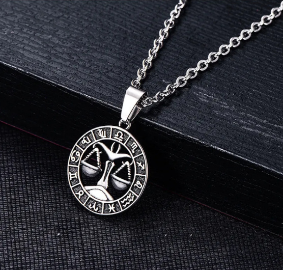 Collar de acero inoxidable con los signos del zodíaco y colgantes individuales de los signos del zodíaco