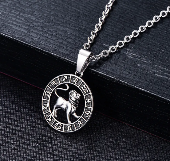 Collar de acero inoxidable con los signos del zodíaco y colgantes individuales de los signos del zodíaco