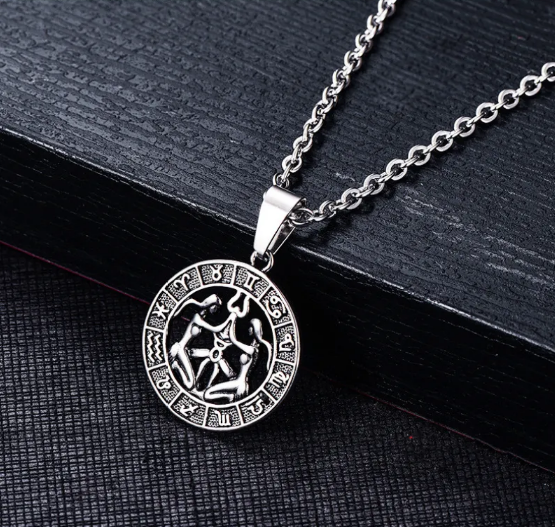 Collar de acero inoxidable con los signos del zodíaco y colgantes individuales de los signos del zodíaco
