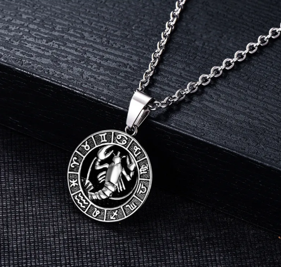 Collar de acero inoxidable con los signos del zodíaco y colgantes individuales de los signos del zodíaco