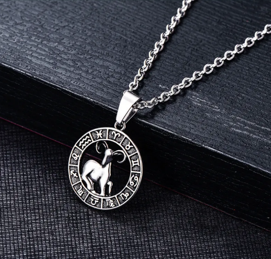 Collar de acero inoxidable con los signos del zodíaco y colgantes individuales de los signos del zodíaco