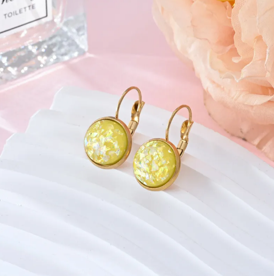 Pendientes brillantes de acero inoxidable con lentejuelas brillantes y pedrería