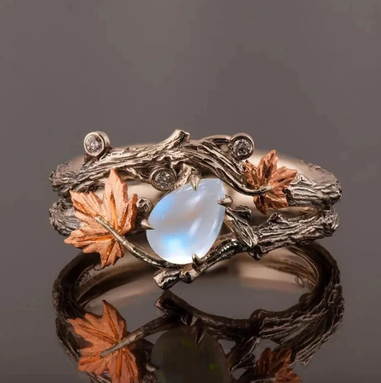 Anillo de hoja de arce vintage