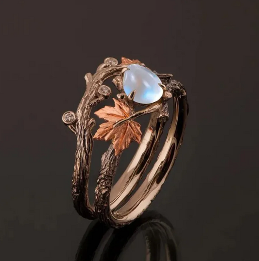Anillo de hoja de arce vintage