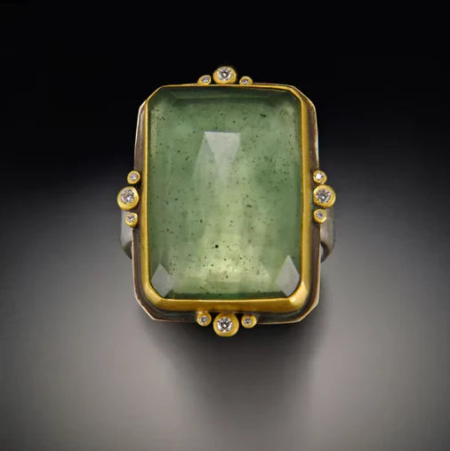 Anillo Retro Francés Cuadrado con Cristal