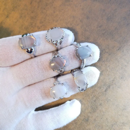 Conjunto de anillos de piedra natural