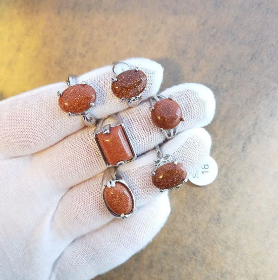 Conjunto de anillos de piedra natural